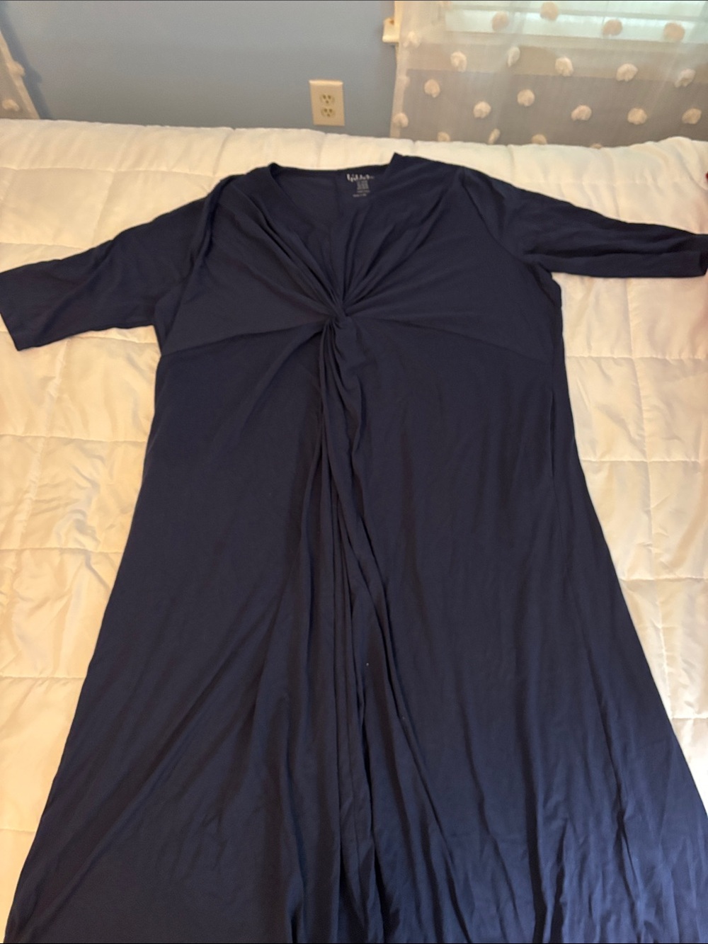 Ulla Popken Navy Twist-Front Maxi Dress with V-Neck